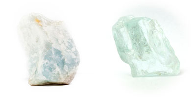 Aquamarine stones rough